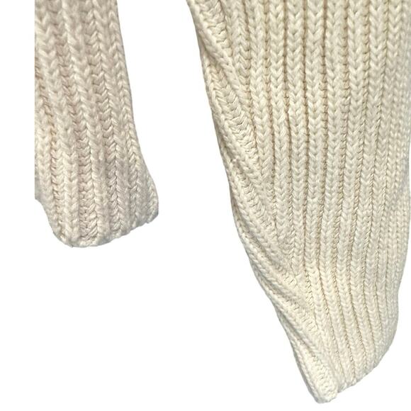 Vintage 90s Cream Ribbed Chunky Knit Oversized Classic Coastal Beatnik Sweater S - Picture 5 of 9